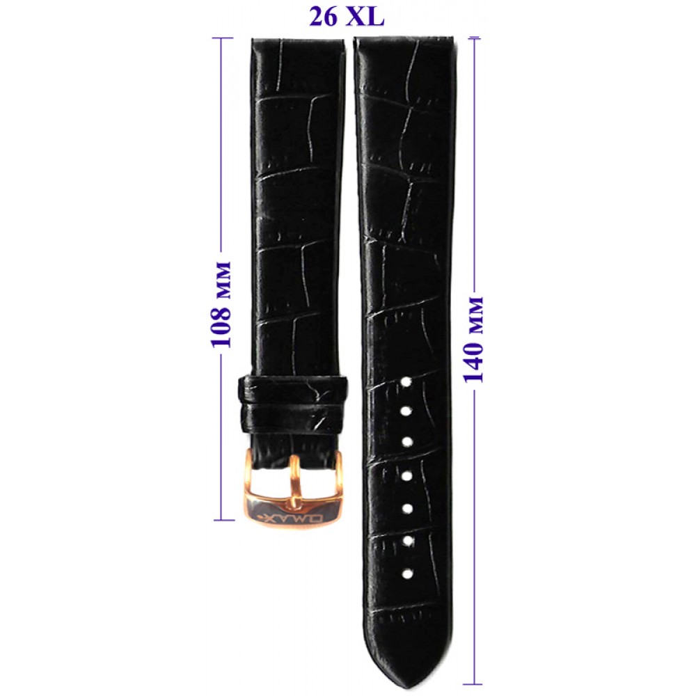 Ремень OMAX Premium  26 XL  (черный ,застёжка розовая)